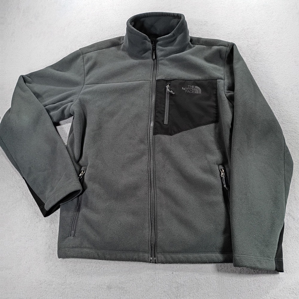 The North Face Mens Denali Style Fleece Jacket Gray Medium Full Zip Pocket